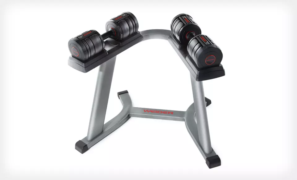 $349 for a Weider SpeedWeight 90 Adjustable Dumbbell Set with Stand ($599 List Price). Free Shipping and Free Returns. - Primary Image