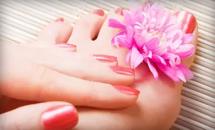 $30 for a Rough to Ready Manicure and Down and Dirty Pedicure at Heads of Time Salon ($65 Value) - Primary Image