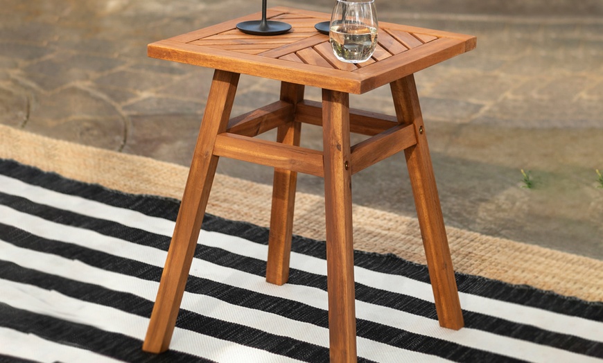 Image 1: Square Wooden Side Table