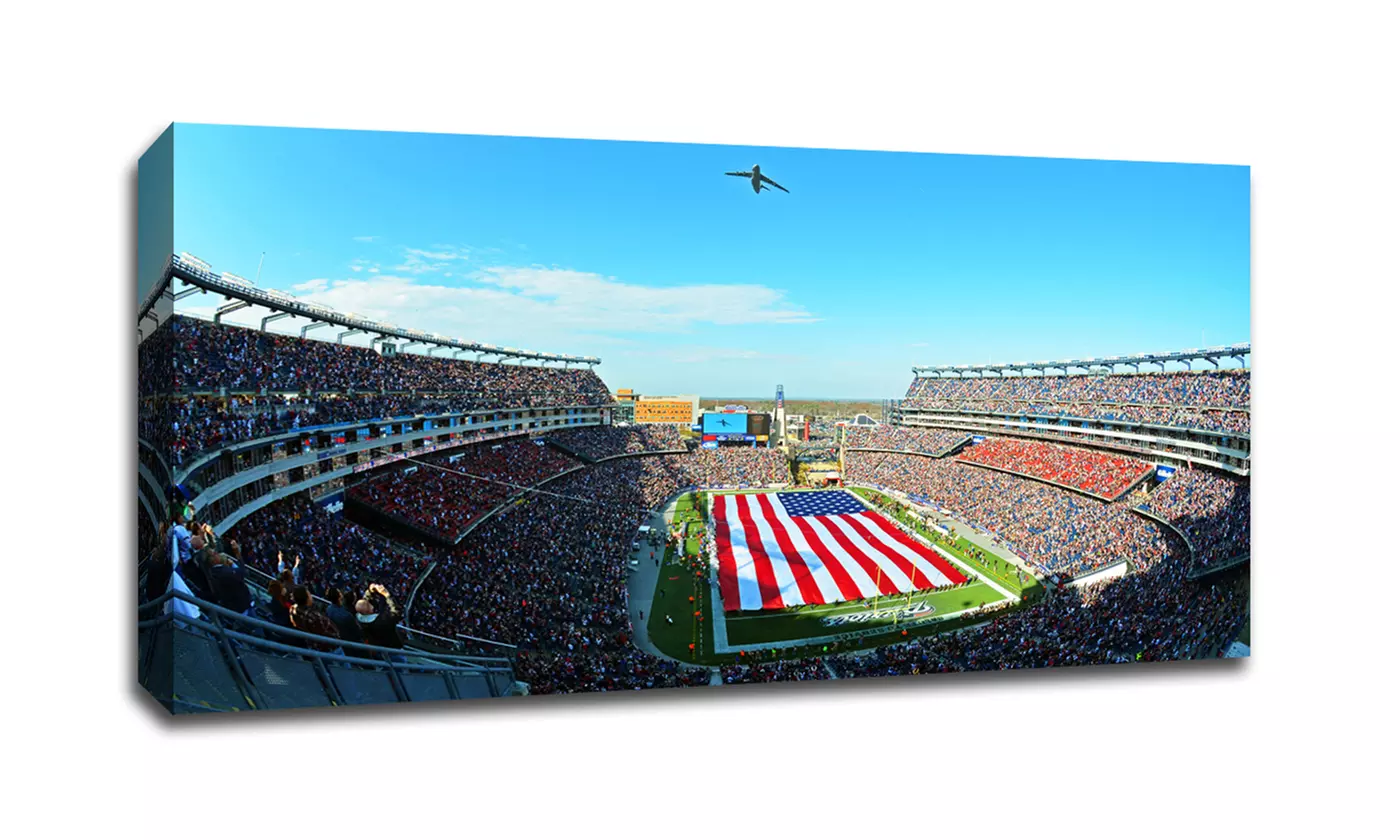 40"x22" New England Patriots Panoramic Stadium Gallery-Wrapped Canvas Print - Primary Image