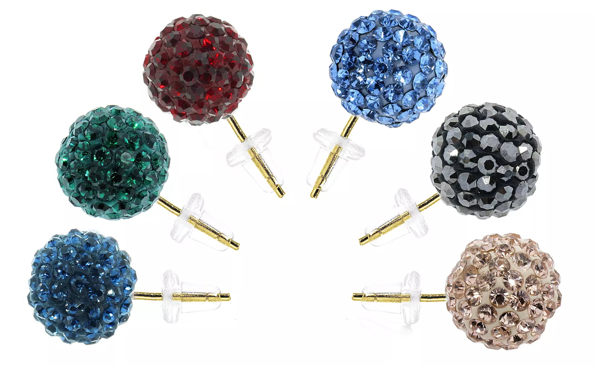 14K Gold Swarovski Elements Crystal Ball Earrings - Primary Image