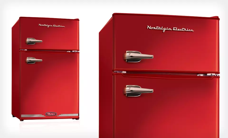 $176 for a Nostalgia Electrics Retro Refrigerator in Black or Red ($249.99 List Price). Free Shipping and Free Returns. - Primary Image