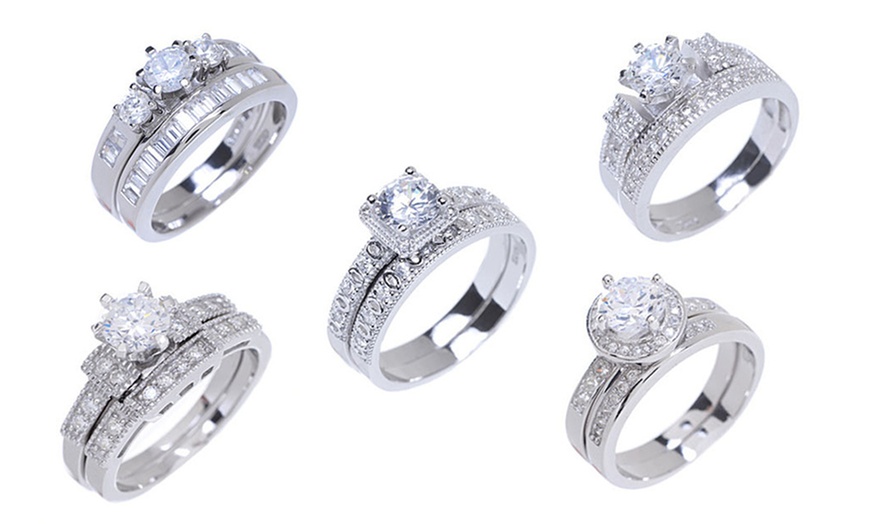 Cubic Zirconia Wedding Band Sets | Groupon Goods