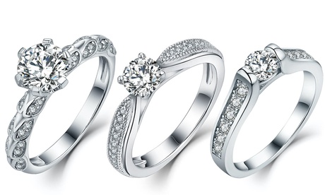 Bague solitaire en argent sterling 925 avec pierre en zircon cubique