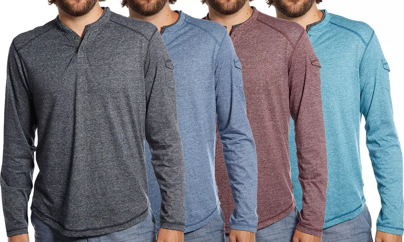 Distortion Men's Lightweight Long Sleeve Henley (S-5XL) - Primary Image