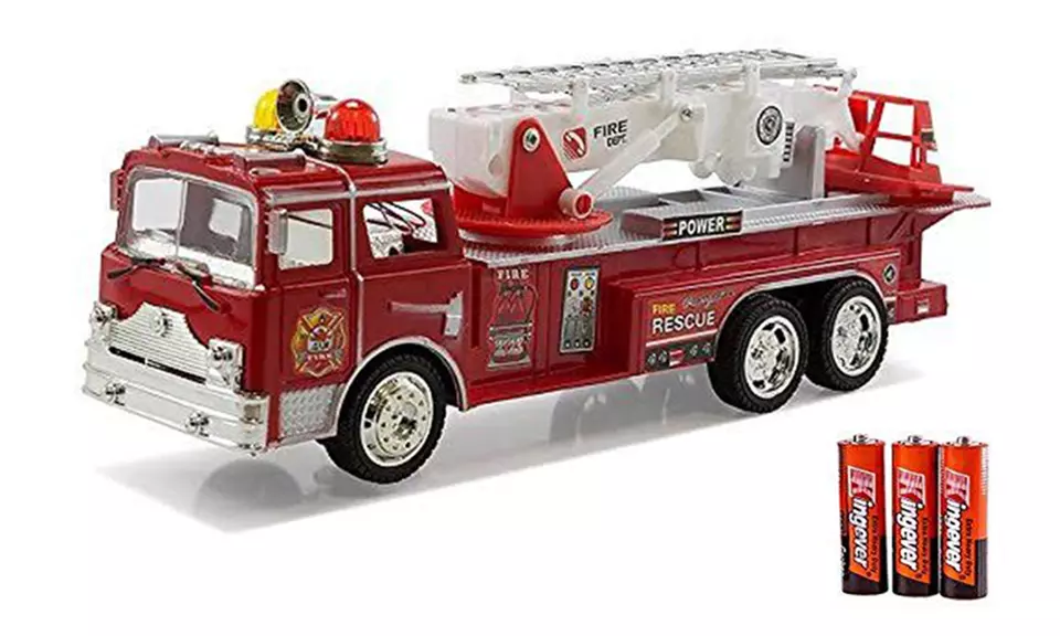 Battery-Operated Toy Fire Truck - Primary Image
