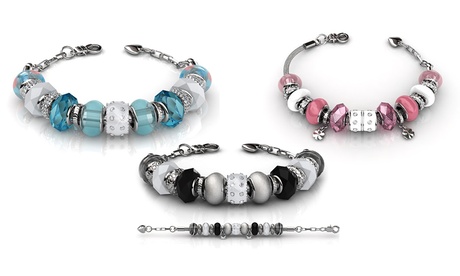 Bracciale con cristalli e perline disponibile in 3 colori