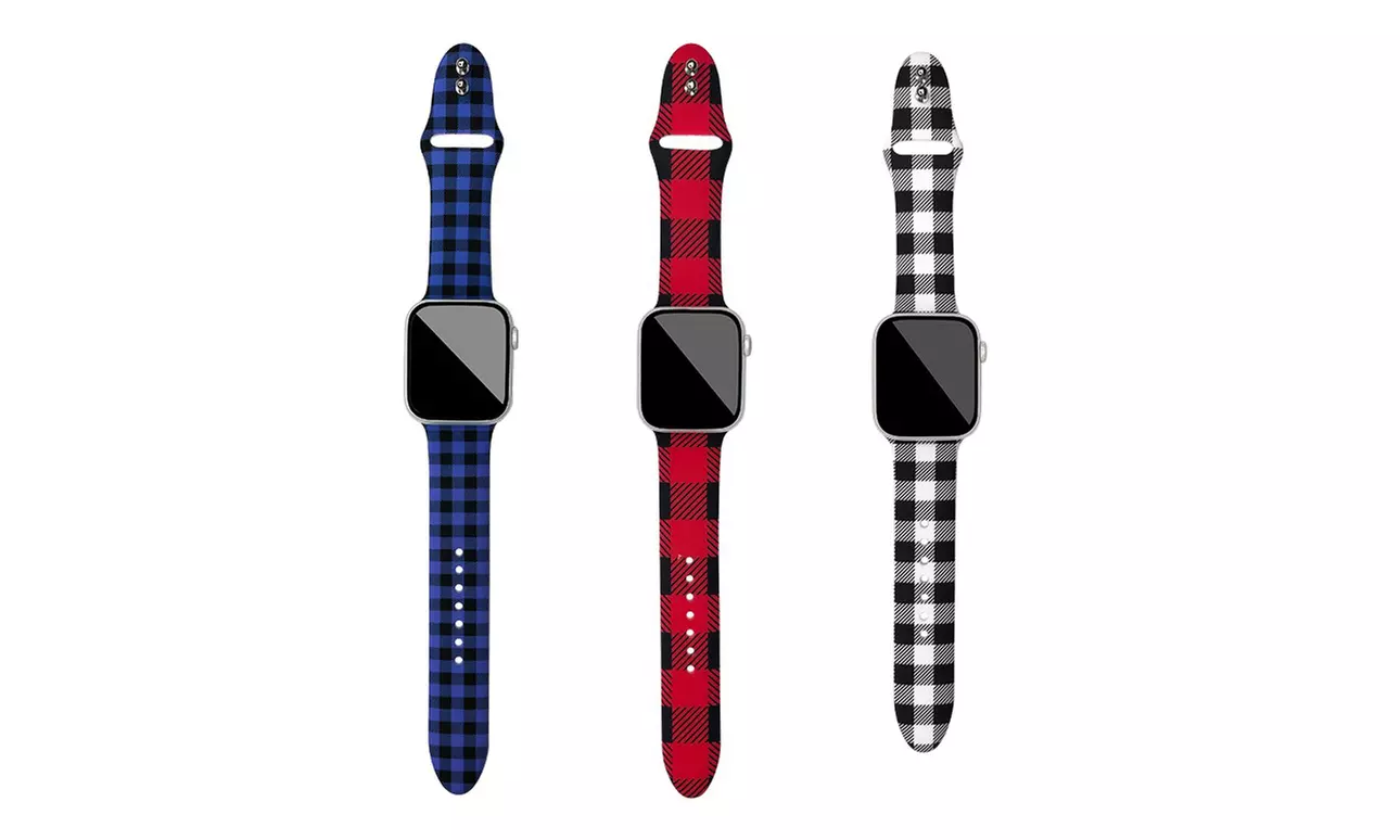 Buffalo Plaid Apple Watch Silicone Bands All Series 1-7 & SE