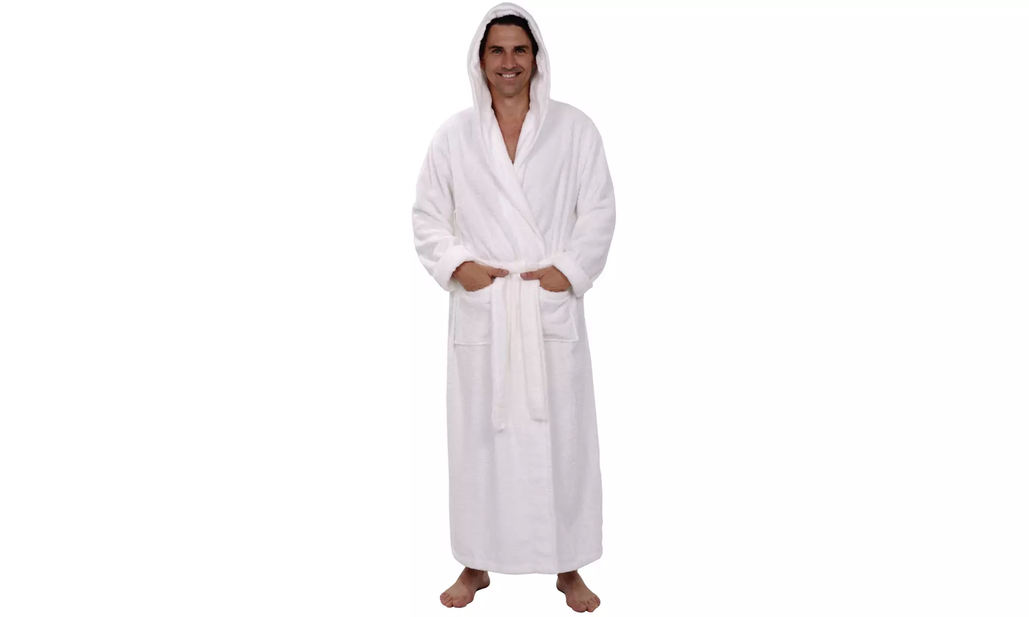 Alexander Del Rossa Men's Long Terry Cloth Robe with Hood - Image 6