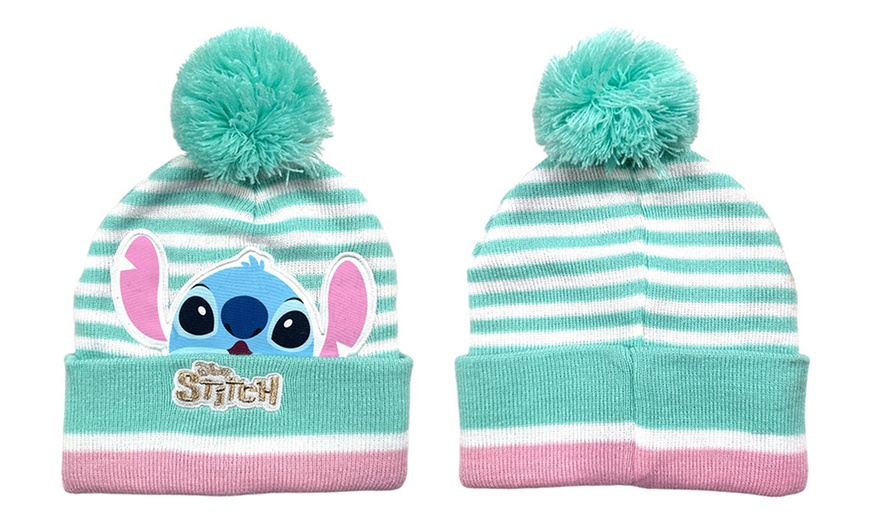 Image 2: Bonnet à pompon pour enfant avec imprimé Lilo & Stitch  