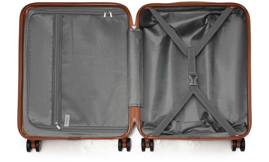 Image 13: Five-Piece Striped Expandable ABS+PC 20", 24'' and 28'' Suitcase 