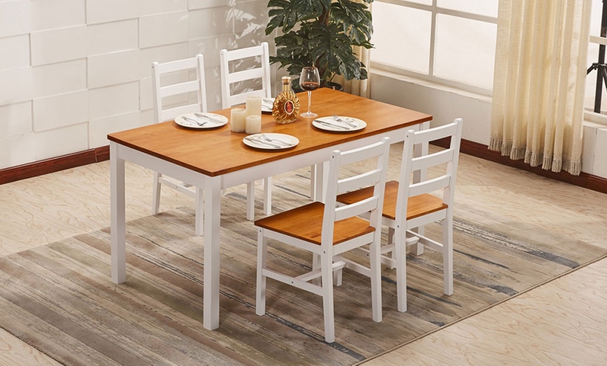 Image 3: Solid Pinewood Dining Set