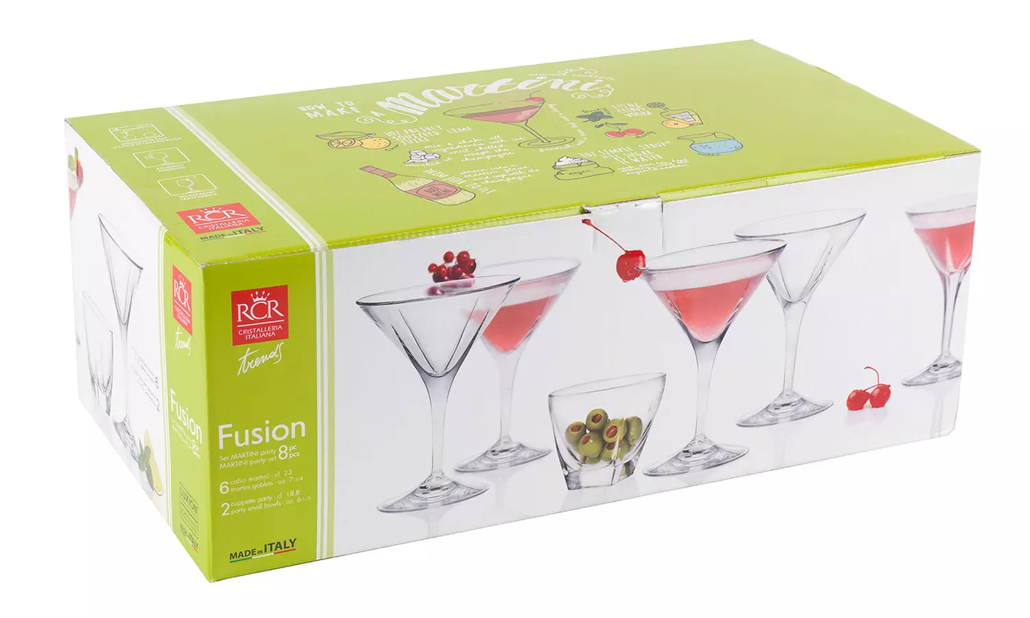 6 verres à cocktail et 2 bols Martini RCR - Second Medium