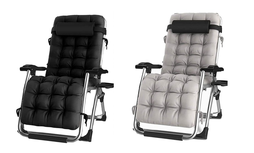 Image 2: Deluxe Padded Seat Extra Wide Gravity Chair 