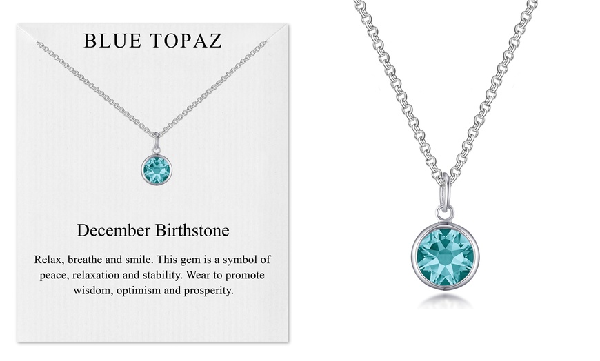 Image 13: Philip Jones Birthstone Necklace with Zircondia Crystals