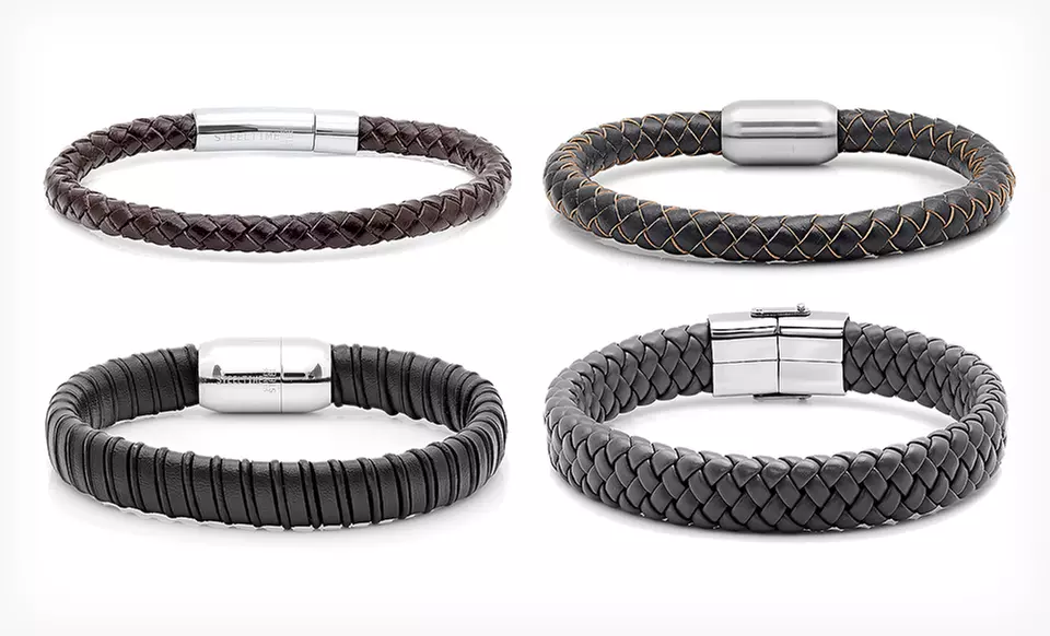 $9.99 for a Men's Stainless Steel Bracelet ($35 List Price). 20 Styles Available. Free Returns. - Second Medium