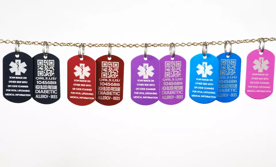 $24.99 for a Medical-Alert Tag from QR LifeScan ($49.99 List Price). Five Colors Available. Free Shipping. - Primary Image