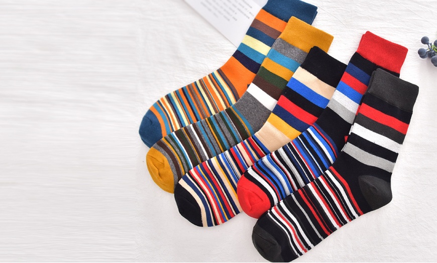 Image 1: 1, 5 ou 10 paires de chaussettes rayées pour homme