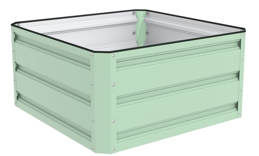 Image 5: Metal Raised Garden Bed Light Green