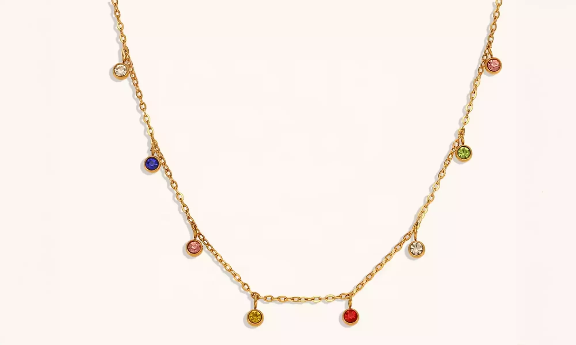 Collana multicolore in acciaio inossidabile placcato oro 18 carati