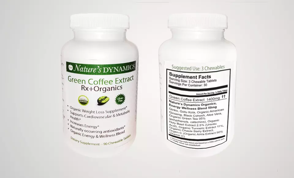 One, Two, or Three Bottles of Nature’s Dynamics Chewable Green Coffee Bean Extract (Up to 78% Off). Free Shipping. - Second Medium