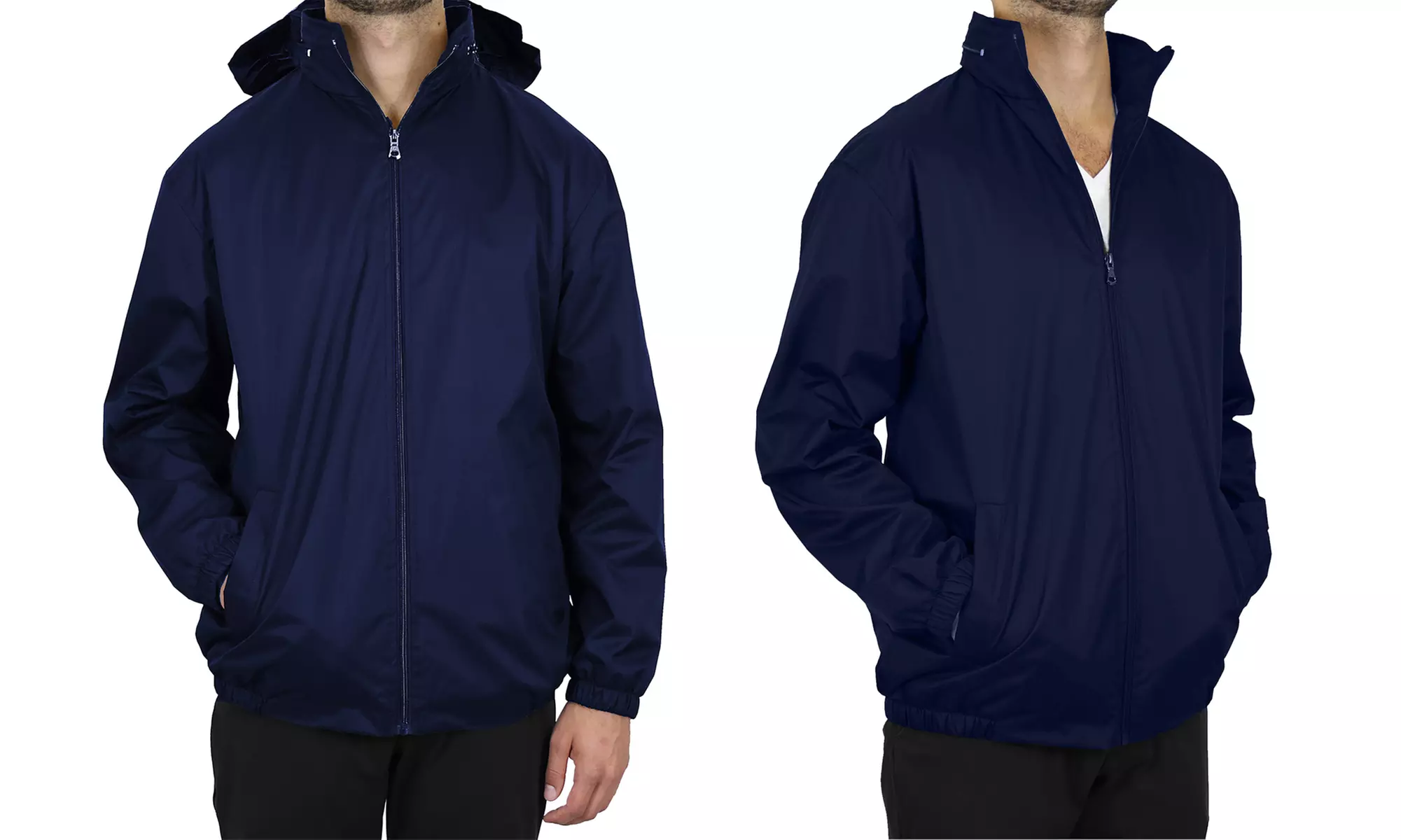 Men's Lightweight Fleece-Lined Windbreaker Jacket with Tuck-Away Hood (S–2XL) - Second Medium
