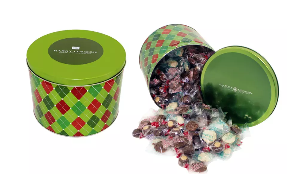 Harry London 6 Lb. Holiday Chocolate Tin in Harlequin or Snowman Design - Second Medium