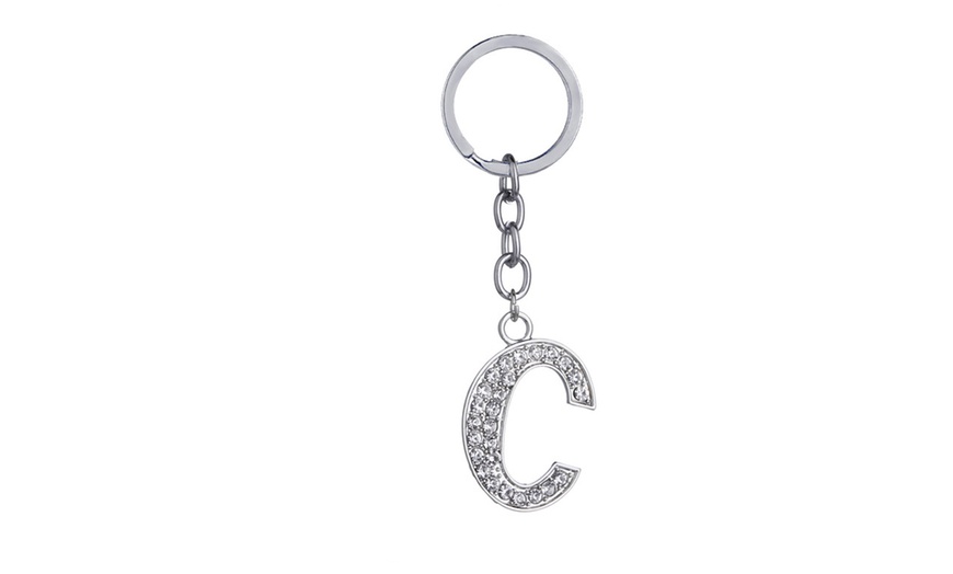 Image 4: Diamante Initial Letter Keychain