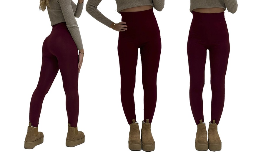 Image 17: High Waist Seamless Fleece Lined Leggings