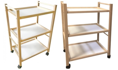 Carrello da cucina in legno massello di fàggio con 3 ripiani