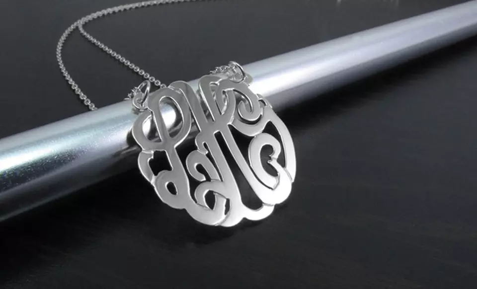 Personalized Sterling Silver Monogram Pendant from Name Jewelry Spot - Primary Image