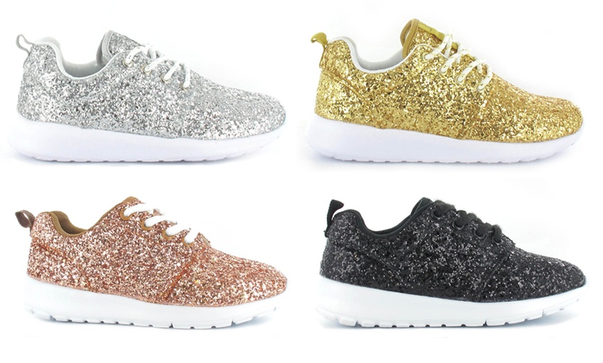 Image 1: Women's Glitter Trainers