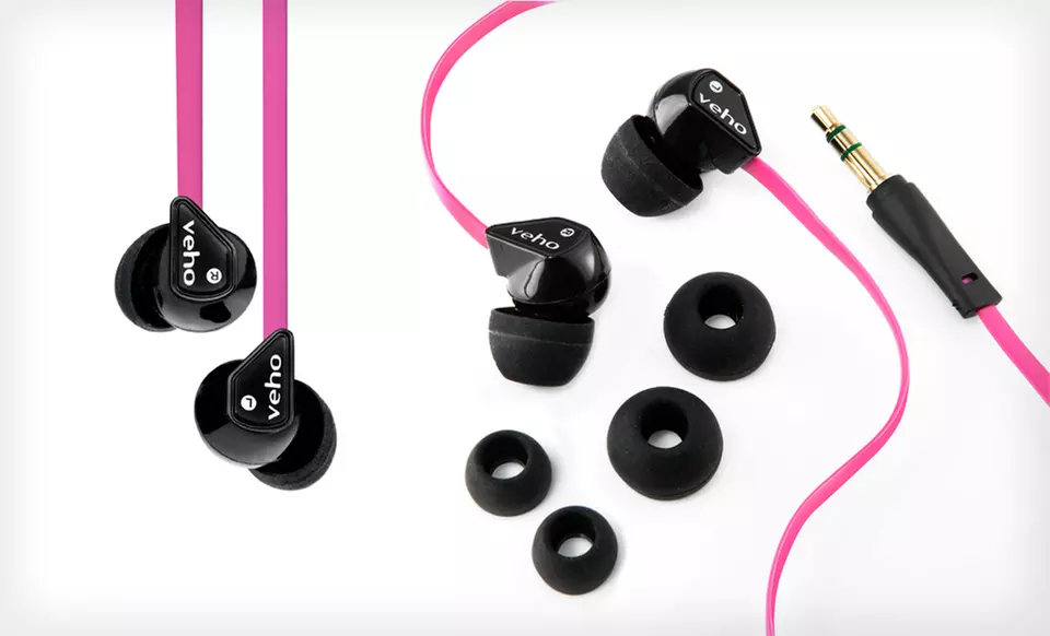 $9.99 for Veho Special Edition Pink Earbuds with Anti-Tangle Cord ($49.95 List Price). Free Returns. - Second Medium