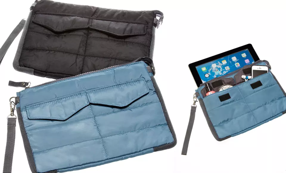 All-In-One Tablet Utility Pouch in Black or Blue. Free Returns. - Primary Image