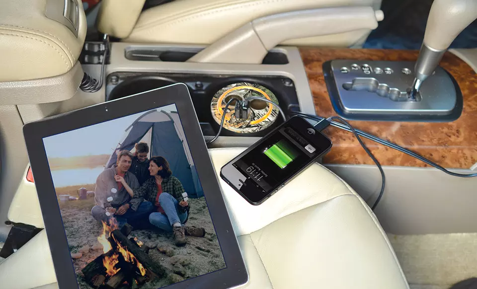 REALTREE Dual 12V Socket Cup Mount with 2 USB Ports - Primary Image