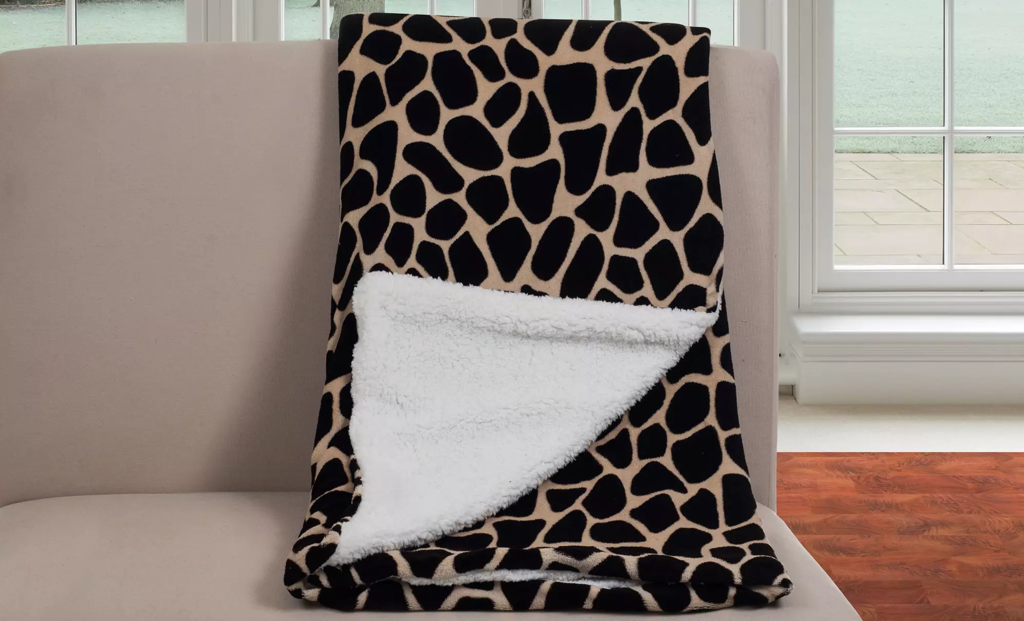Lavish Home Animal-Print Fleece Blankets with Sherpa Backing - Second Medium
