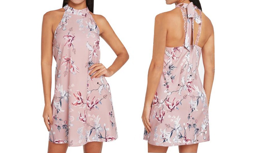 Image 3: Floral Halter Neck Dress