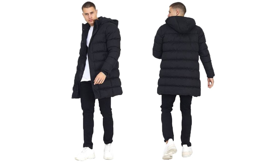 Image 3: Brave Soul Men's Padded Quilted Long Jacket