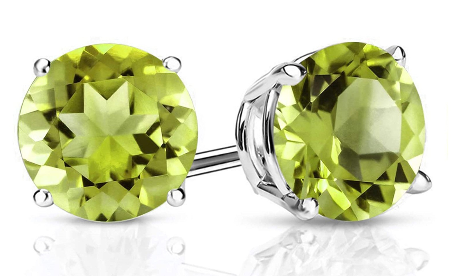 Sterling Silver 2.00CTTW Peridot Round Cut Stud Earrings