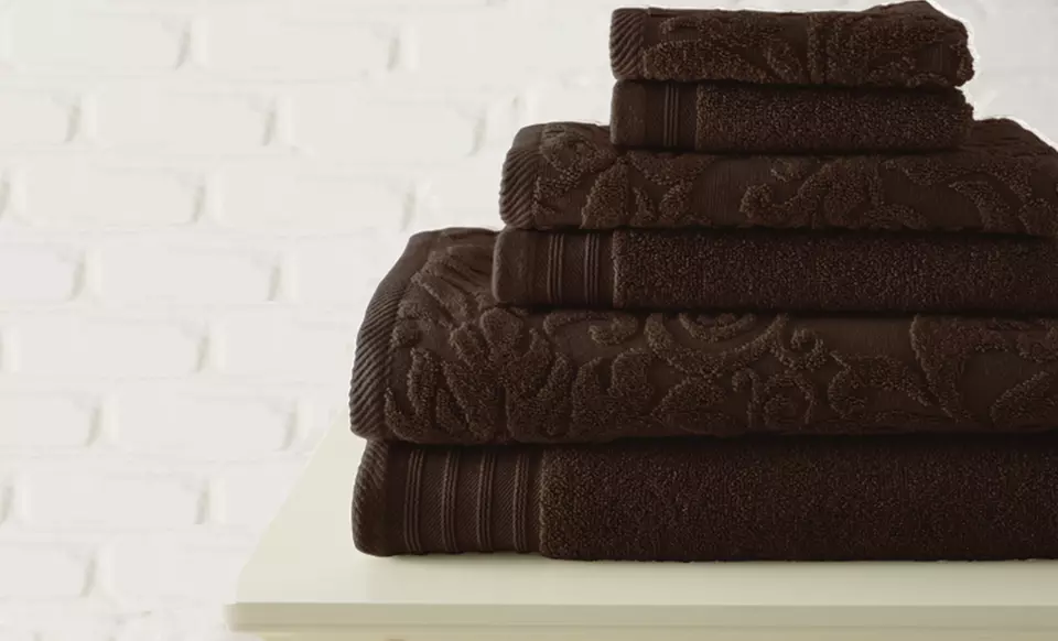 100% Egyptian Cotton Jacquard and Solid 6-Piece Towel Sets. Multiple Colors Available. Free Returns. - Primary Image