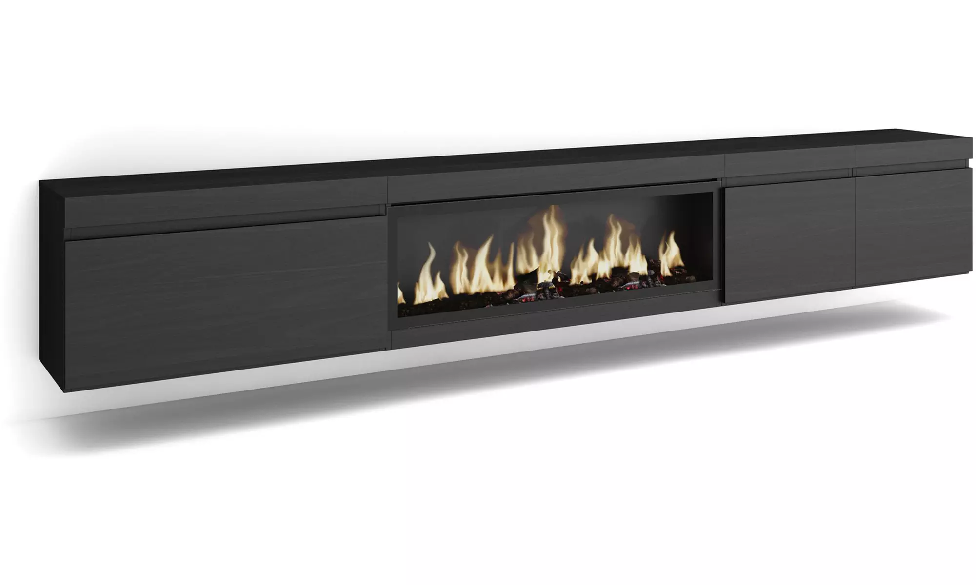 Meuble TV suspendu avec cheminée électrique en option