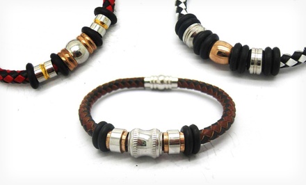 Men S Braided Leather Bracelet Groupon Goods   T440x300 