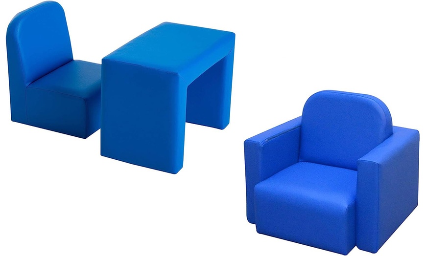 Image 5: HomCom Kids' Mini Sofa Two-in-One Table Chair Set