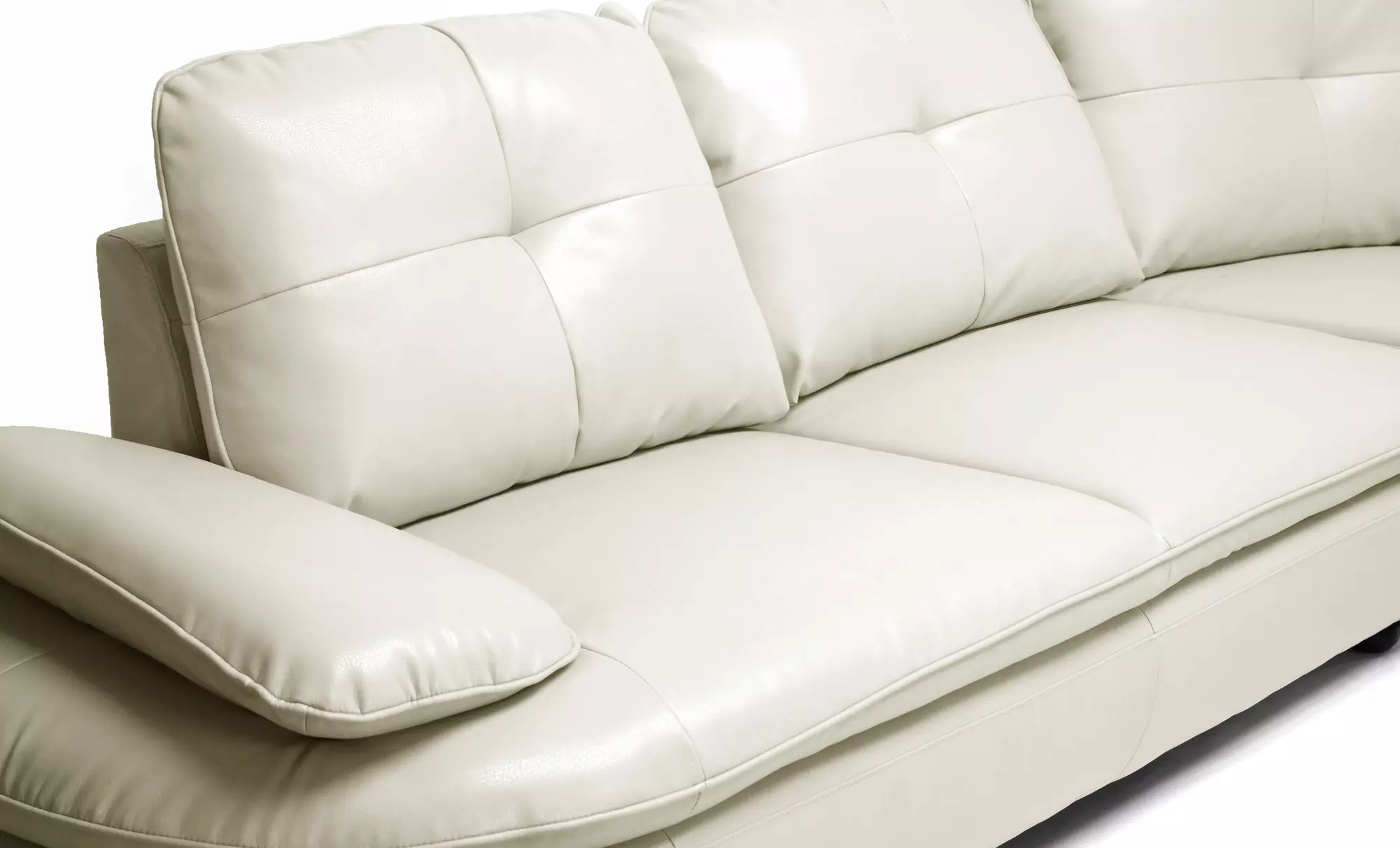 Hilaria Leather Modern Sectional Sofa. Available in Beige or Black. - Second Medium