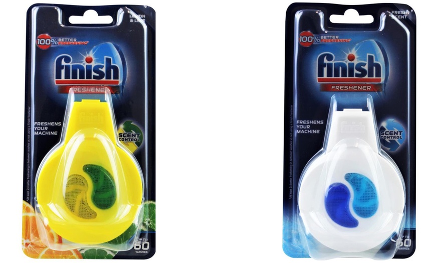 Image 1: 10x Finish Two-in-One Clip-On Dishwasher Freshener 