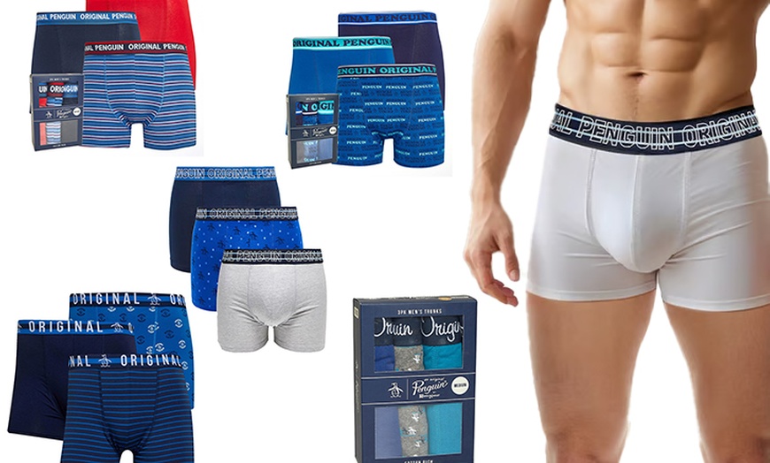Image 1: Original Penguin Men's Boxer Briefs - 3 Pack Assorted Colours, Organic Cotton