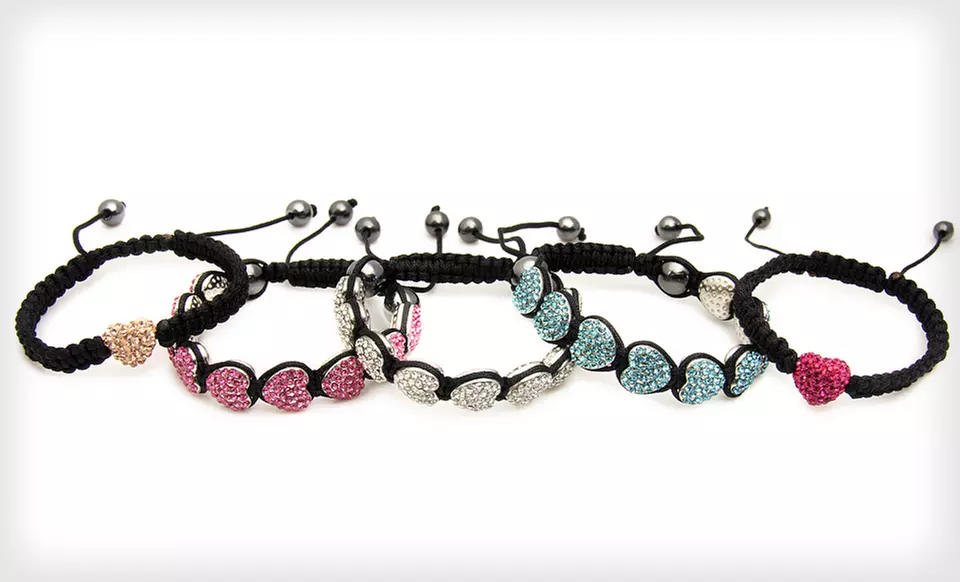 $10 for Heart Charm or Crystal Hearts and Gemstones Bracelet (Up to 75% Off). Multiple Colors Available. Free Returns. - Second Medium
