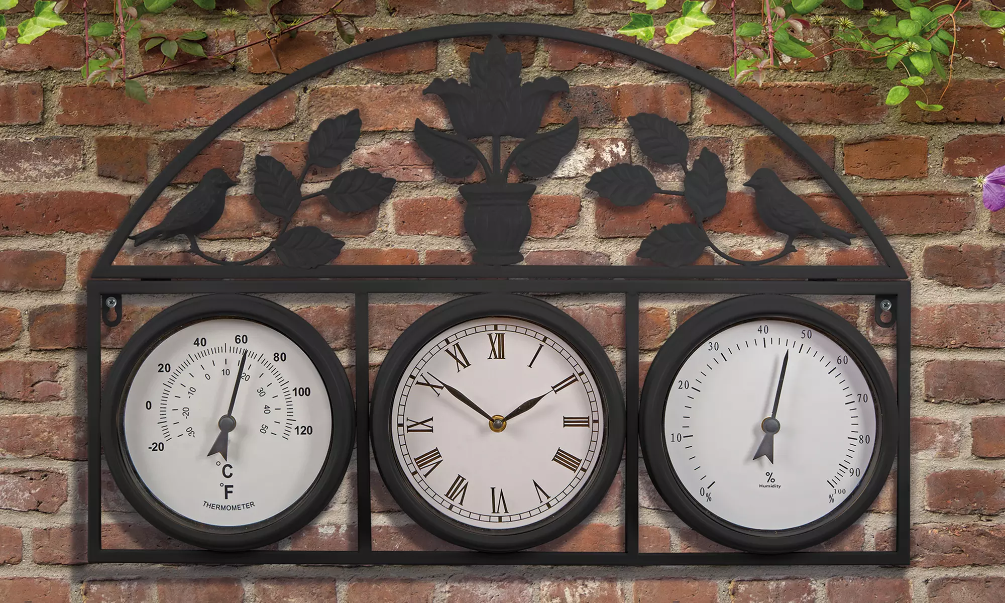 Garden Clock and Weather Station - Black, Grey or Cream