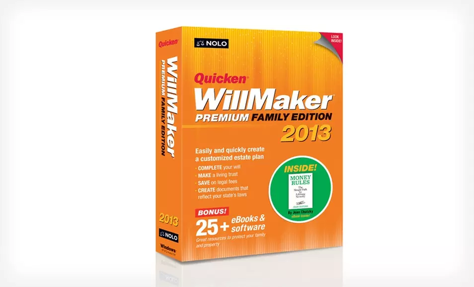 $19.99 for Quicken WillMaker Premium Family Edition 2013 ($89.99 List Price). Free Shipping and Returns. - Primary Image