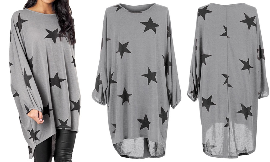 Image 14: Oversized Star Print Hi-Lo Top